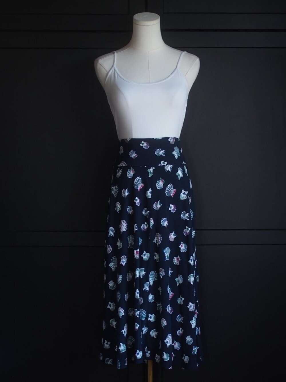 Joe Fresh | Printed Midi Skirt in Navy Blue